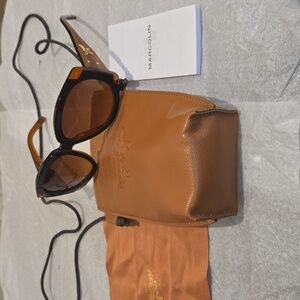 MCM Oversized unisex Round Sunglass&Monogram crossbody pouch Case.Size 61:15:135